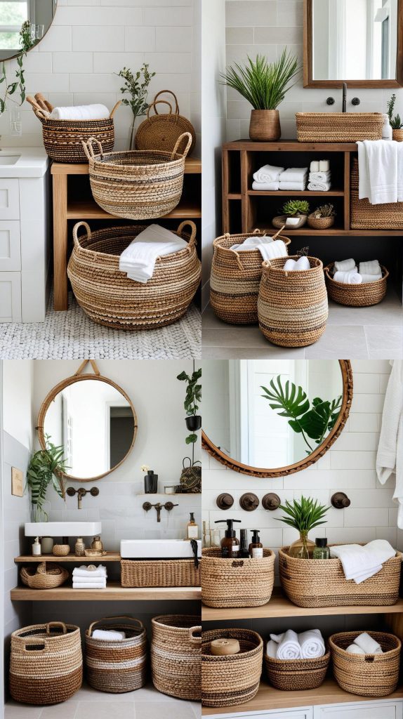 11. Handwoven Baskets-Boho Bathroom