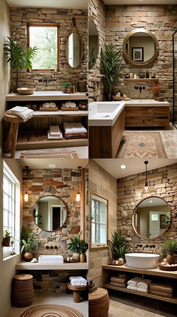 16. Natural Stone Accents-Boho Bathroom