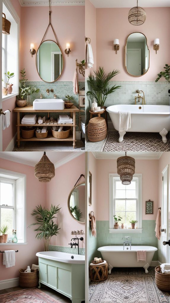 18. Soft Pastel Walls-Boho Bathroom