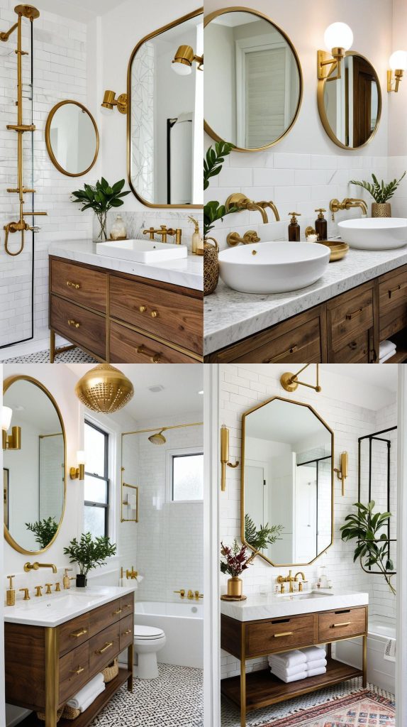 20. Brushed Brass Fixtures-Boho Bathroom