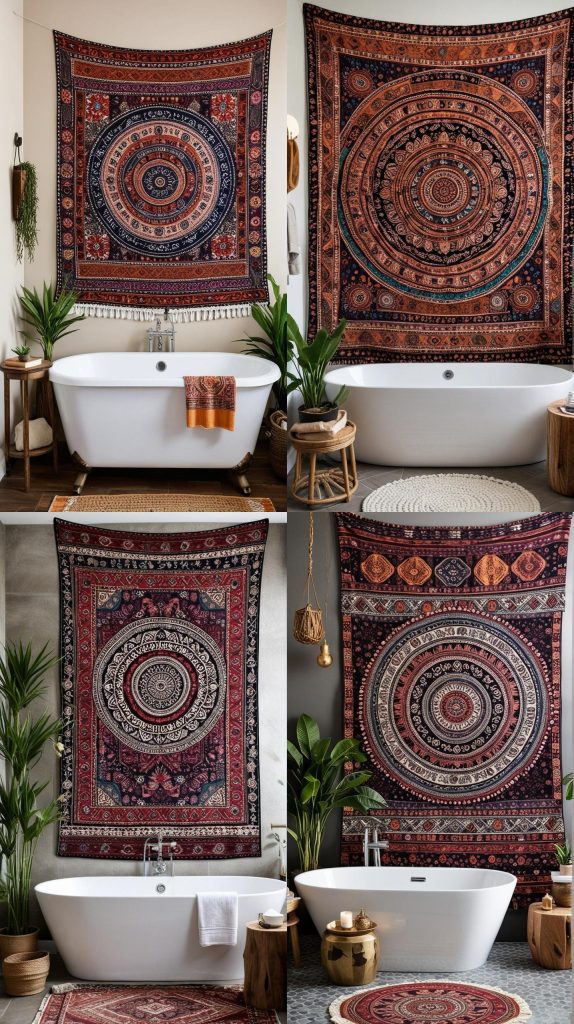 24. Tapestry Wall Art-Boho Bathroom