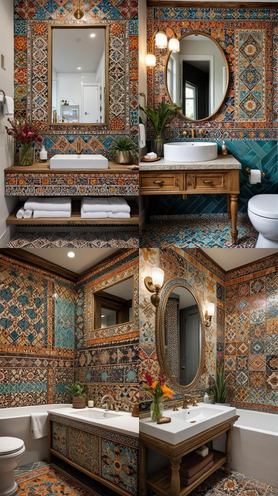 28. Decorative Tile Borders-Boho Bathroom