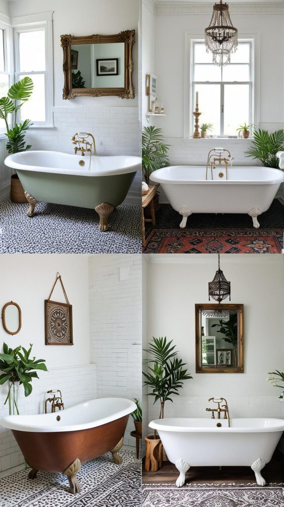 4. Vintage Clawfoot Tub-Boho Bathroom