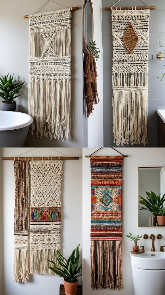 5. Woven Wall Hanging-Boho Bathroom