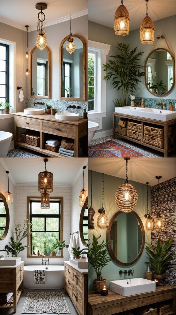 7. Pendant Lighting-Boho Bathroom