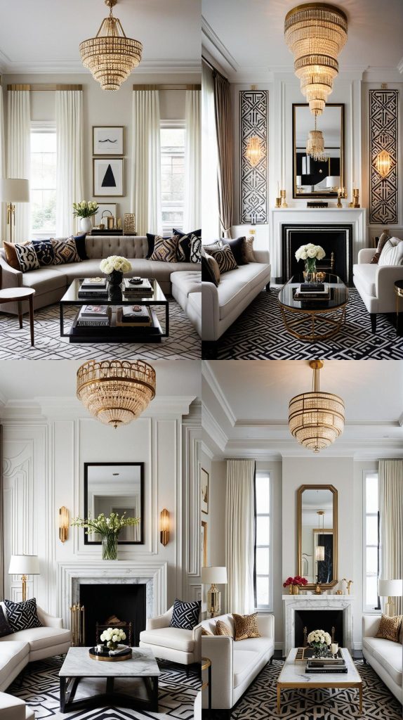 Art Deco Allure-white Living Room