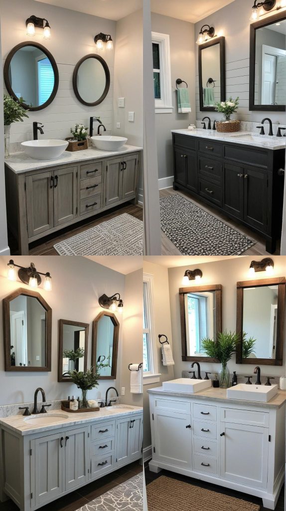 14. Farmhouse Style Double Vanity-Bathroom Vanity With Sink