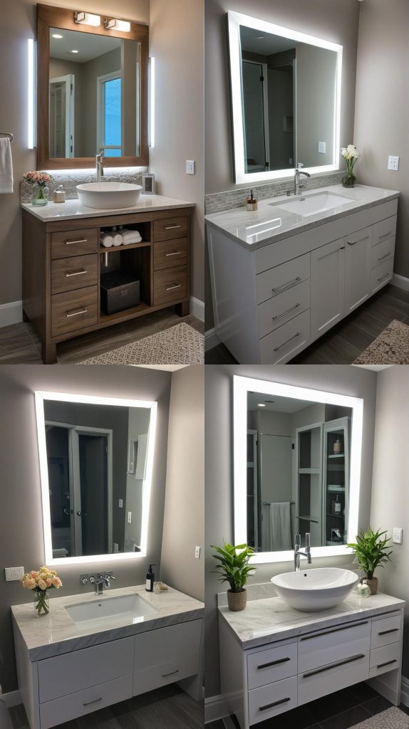 16. Custom-Made Vanity with Built-in Lighting-Bathroom Vanity With Sink