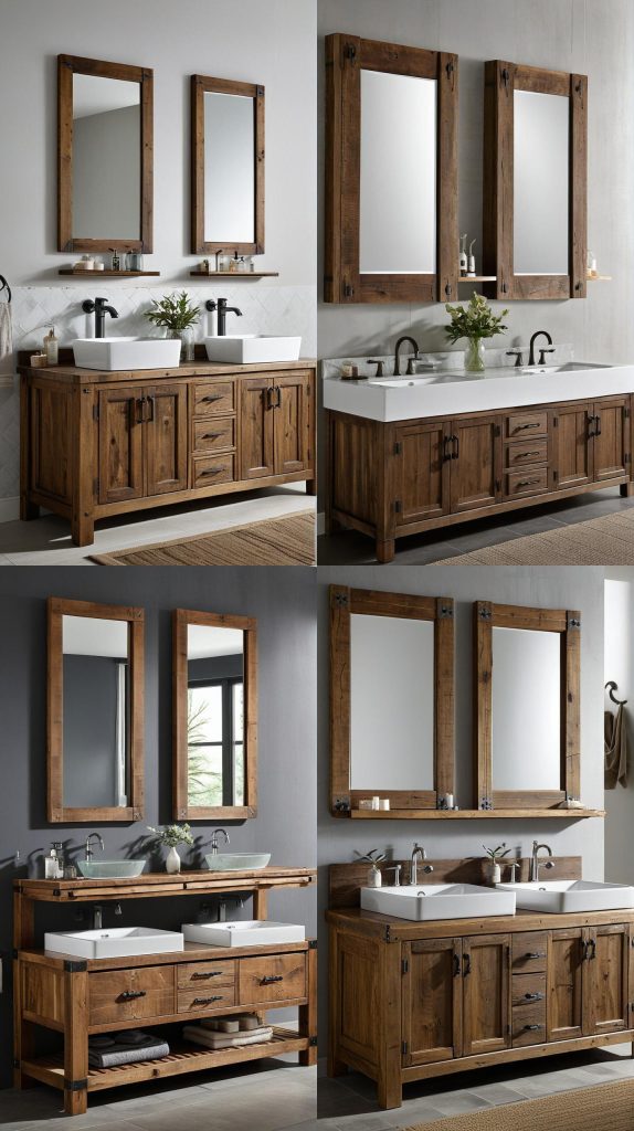 2. Double Sink Rustic Wood Vanity-Bathroom Vanity With Sink