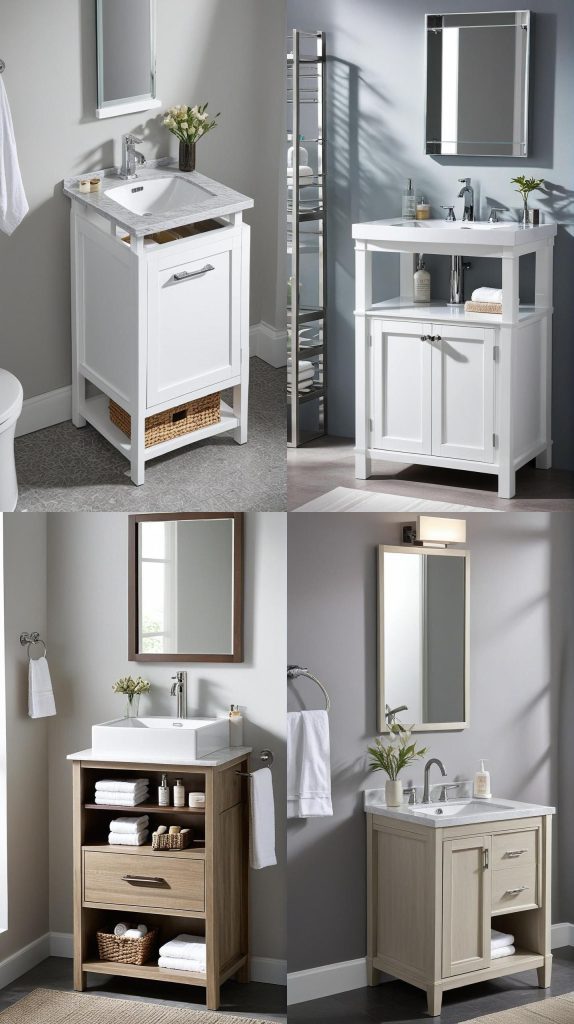 24. Compact Vanity with Side Shelves-Bathroom Vanity With Sink