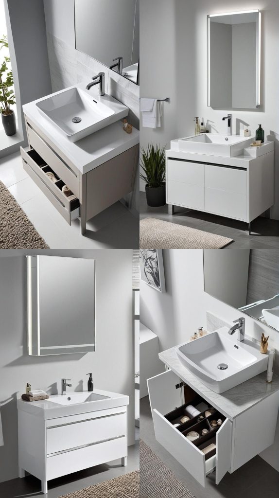 25. Sleek Handleless Vanity-Bathroom Vanity With Sink