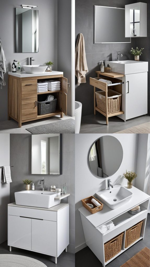 26. Vanity with Integrated Laundry Basket-Bathroom Vanity With Sink