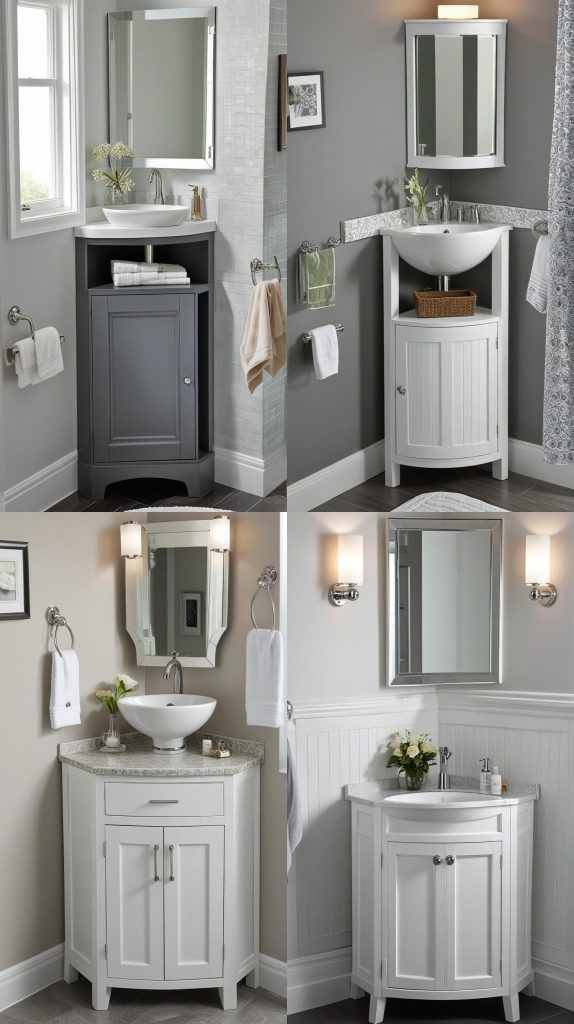 27. Space-Saving Corner Sink Vanity-Bathroom Vanity With Sink