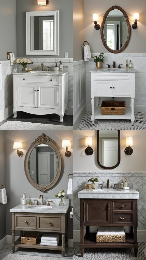 3. Vintage-Inspired Marble Top Vanity-Bathroom Vanity With Sink