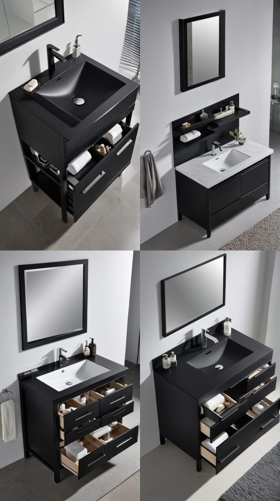 5. Modern Black Matte Vanity-Bathroom Vanity With Sink