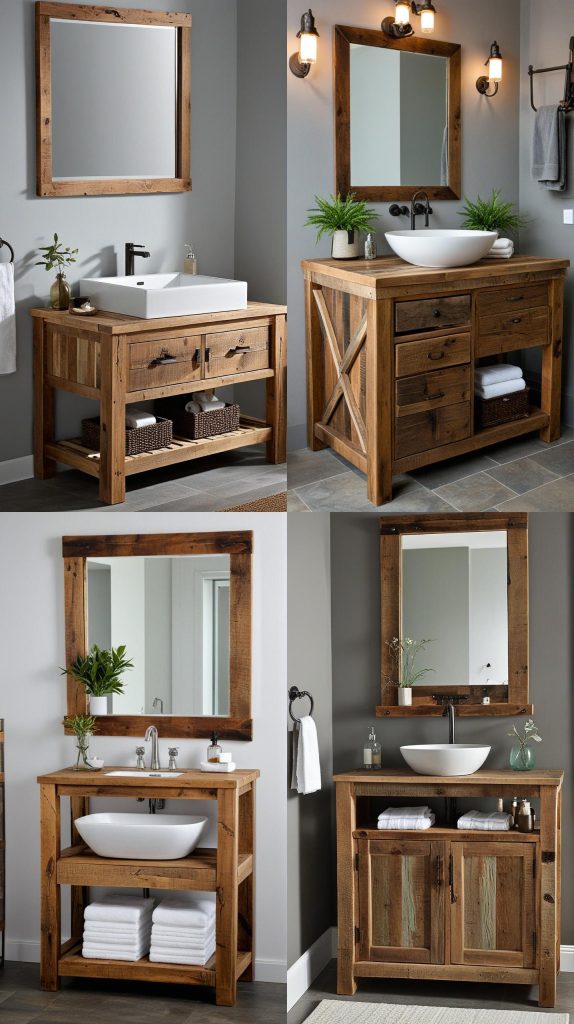 7. Reclaimed Wood Vanity-Bathroom Vanity With Sink