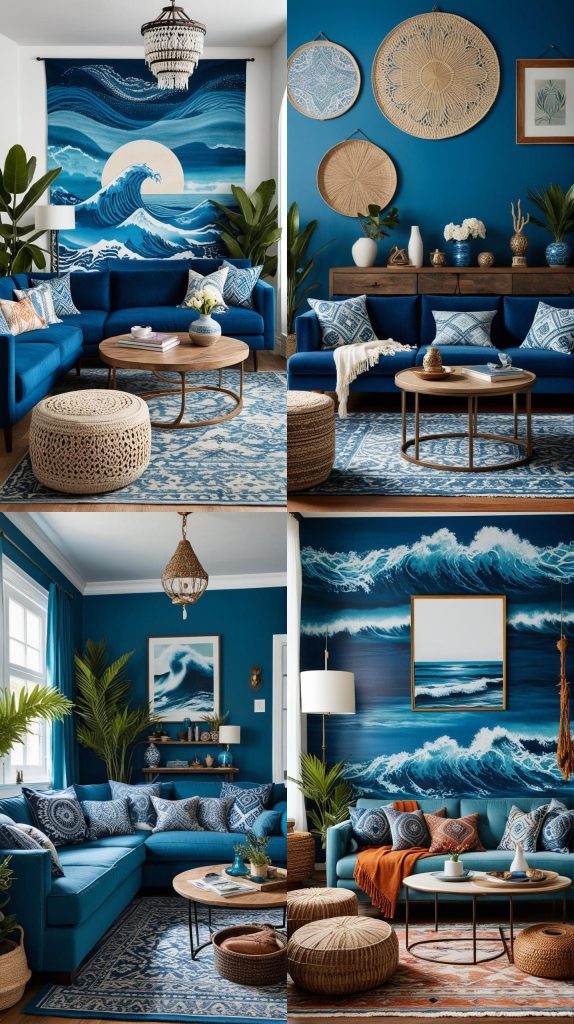 Wanderlust Waves-Blue Boho Living Room