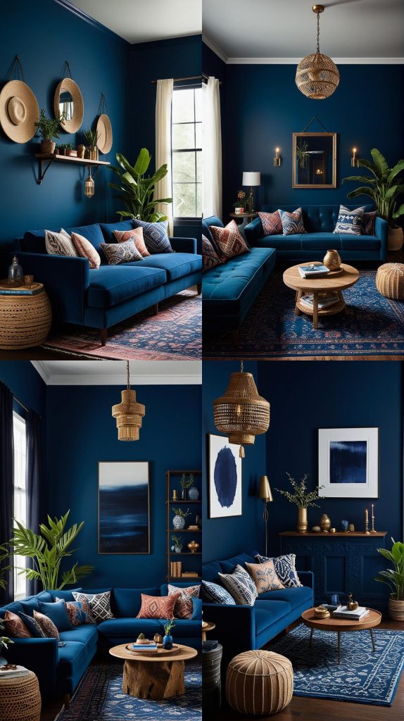 Midnight Mystique-Blue Boho Living Room