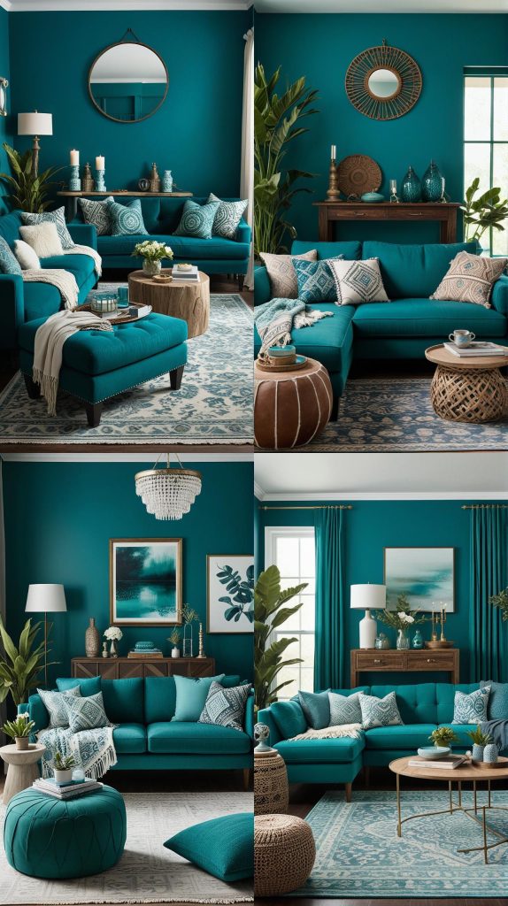 Teal Tranquility-Blue Boho Living Room