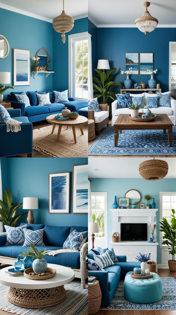 Azure Oasis-Blue Boho Living Room