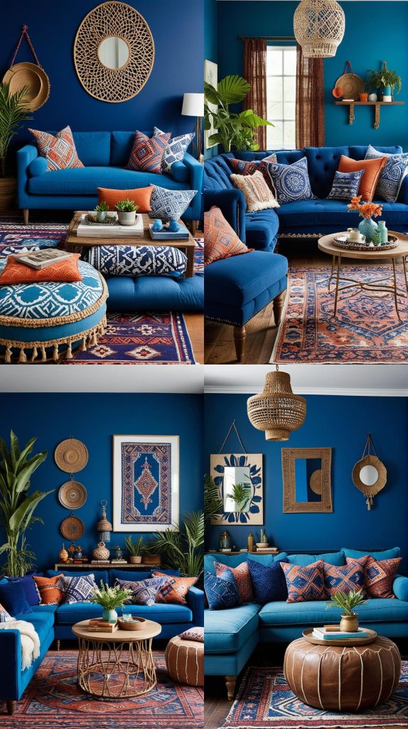 Bold and Boho-Blue Boho Living Room