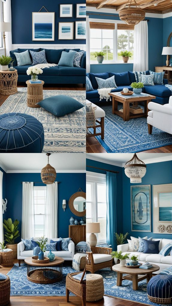 Seaside Serenity-Blue Boho Living Room