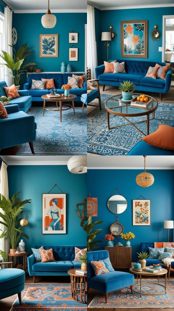 Retro Riviera-Blue Boho Living Room