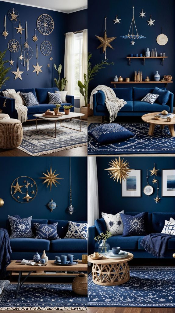 Celestial Charm-Blue Boho Living Room