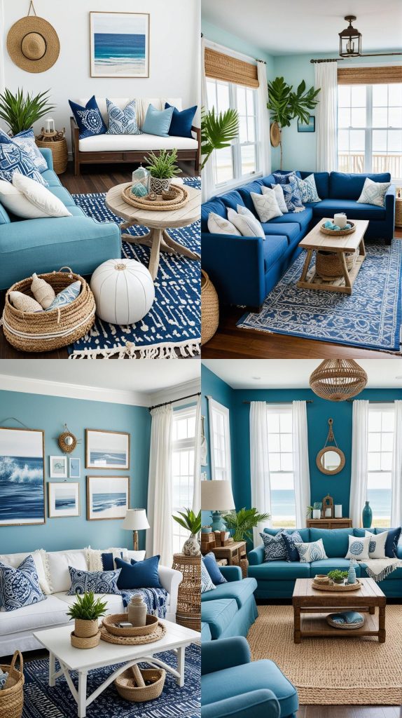 Coastal Boho-Blue Boho Living Room