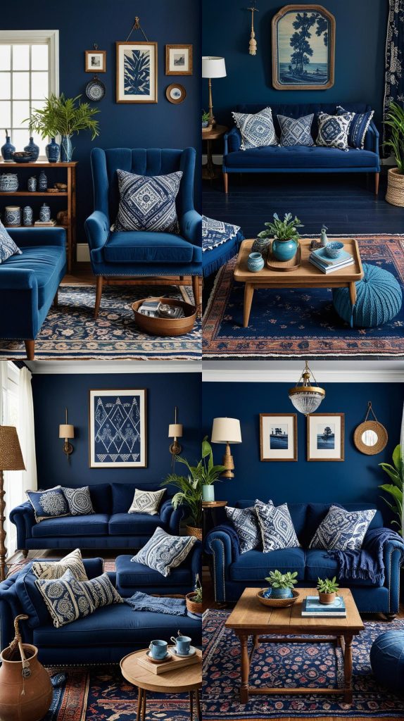 Navy Nostalgia-Blue Boho Living Room