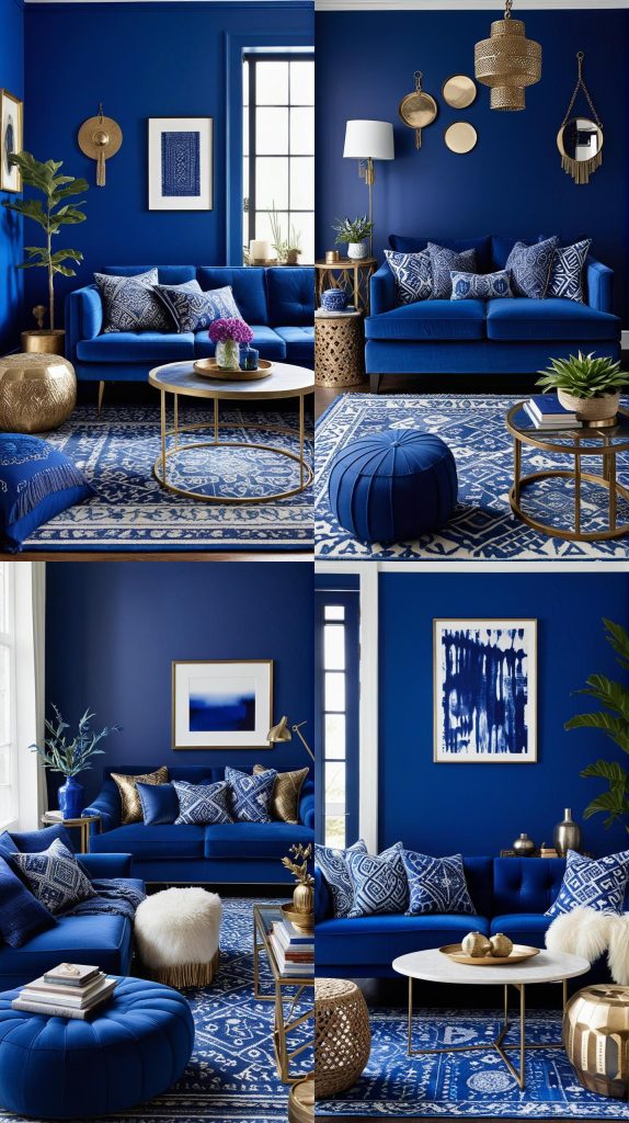 Cobalt Cool-Blue Boho Living Room