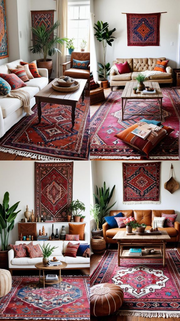 Add a Vintage Moroccan Rug for Color and Texture-Boho Chic Living Room