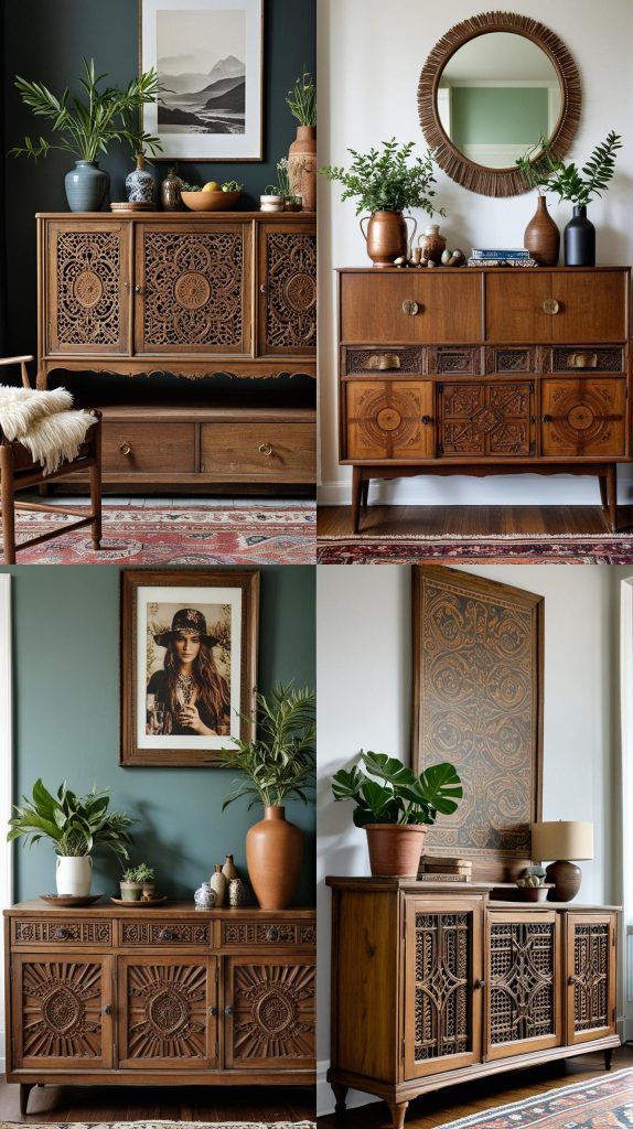 Include a Vintage Sideboard for Storage and Style-Boho Chic Living Room