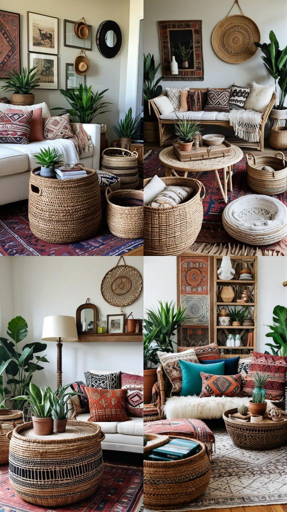 Sneak in a Few Bohemian Baskets for Storage-Boho Chic Living Room