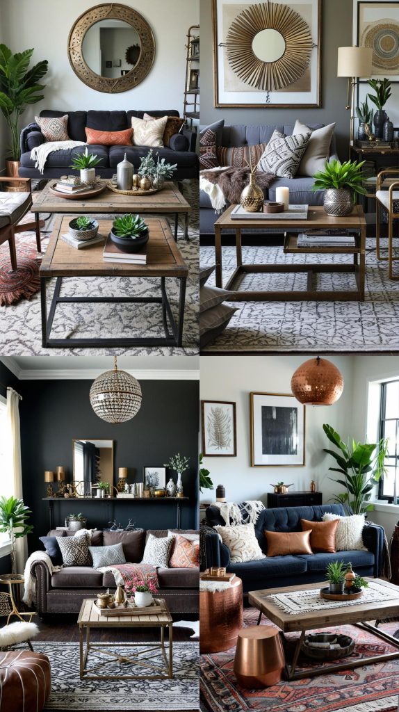 Mix Metals for an Industrial-eclectic Touch-Boho Chic Living Room