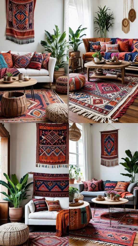 Opt for Eclectic, Handwoven Textiles-Boho Chic Living Room