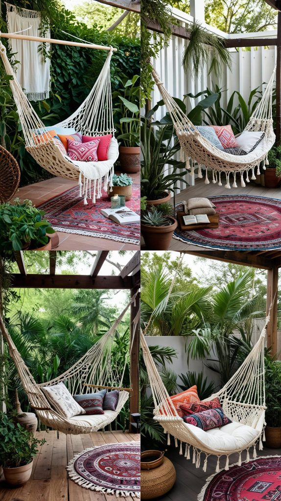 12. Cozy Hammock Corner-Boho Outdoor Patio