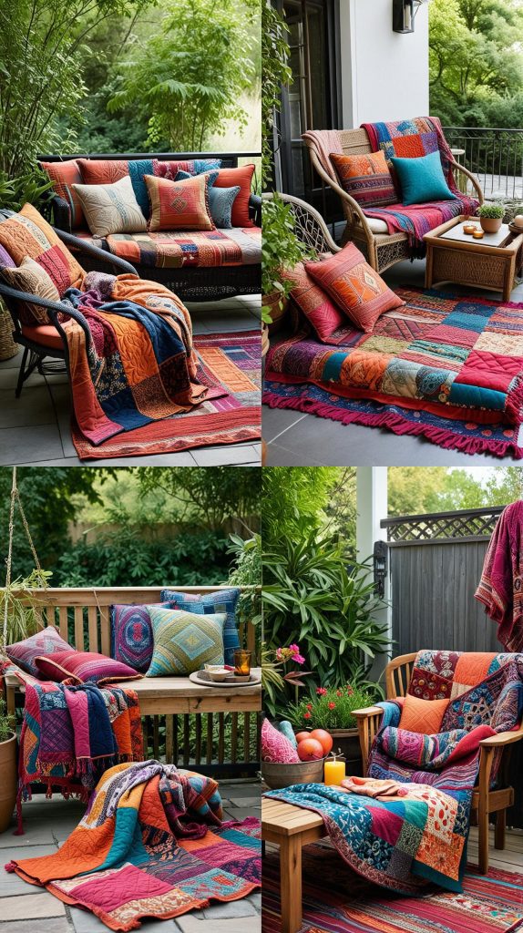 20. Patchwork Quilted Throws-Boho Outdoor Patio