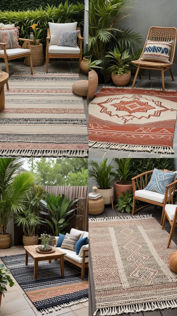 21. Handwoven Area Rugs-Boho Outdoor Patio