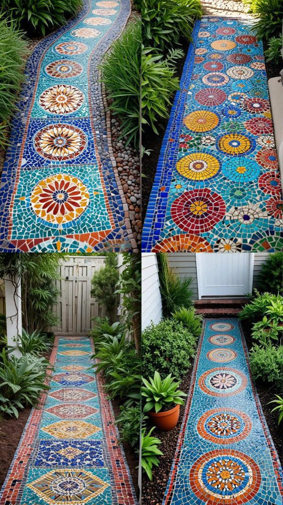 23. Mosaic Tile Pathway-Boho Outdoor Patio