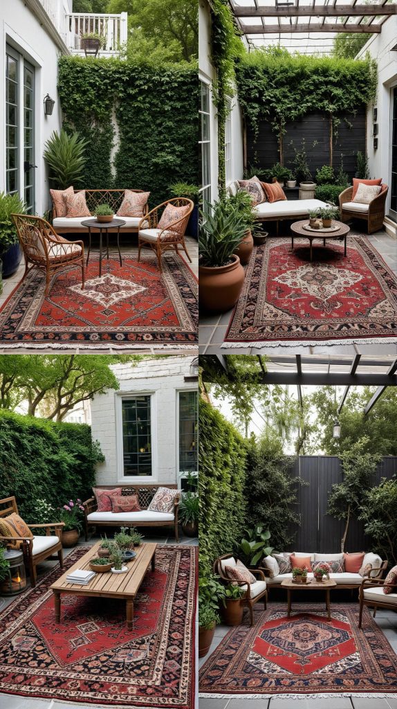 27. Vintage Persian Rugs-Boho Outdoor Patio