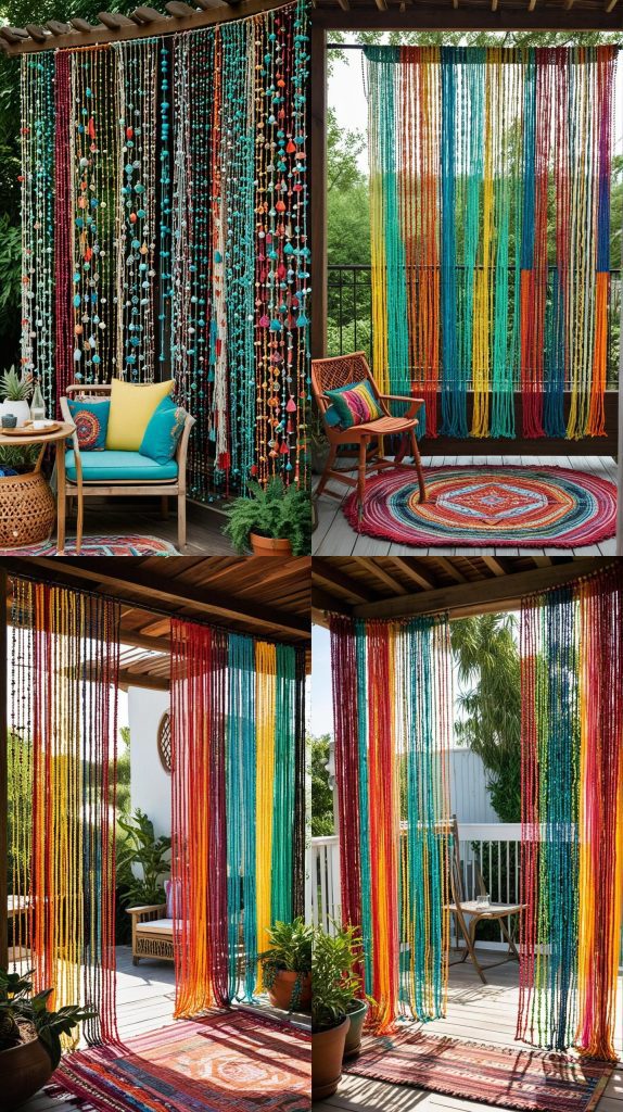 28. Colorful Beaded Curtains-Boho Outdoor Patio