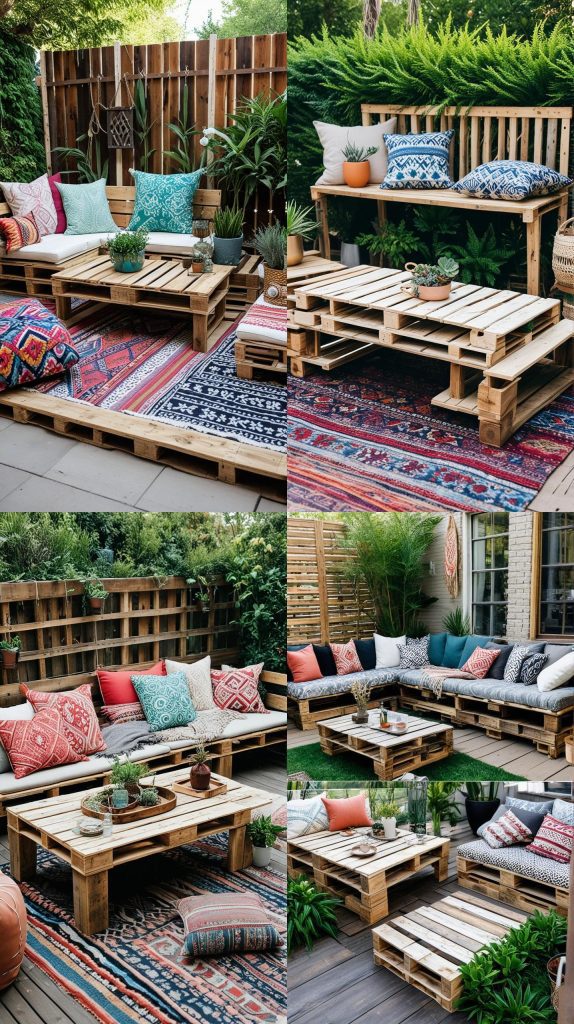 4. Pallet Furniture DIY Project-Boho Outdoor Patio