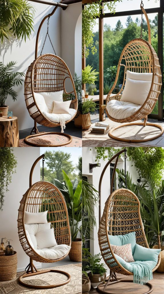 8. Rattan Hanging Chair-Boho Outdoor Patio