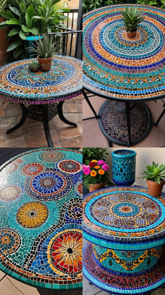 9. Moroccan Mosaic Table-Boho Outdoor Patio