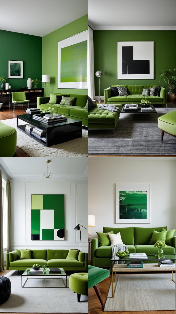 Contemporary Green Chic-Green Living Room Designs