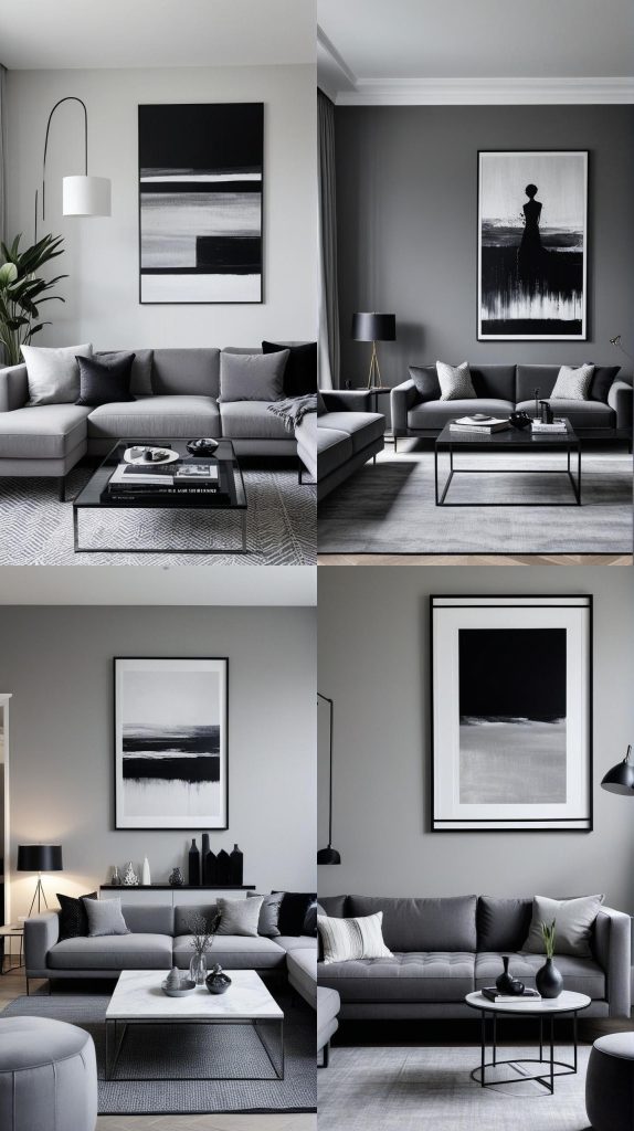 Design 1: Modern Minimalist Grey-grey Living Room