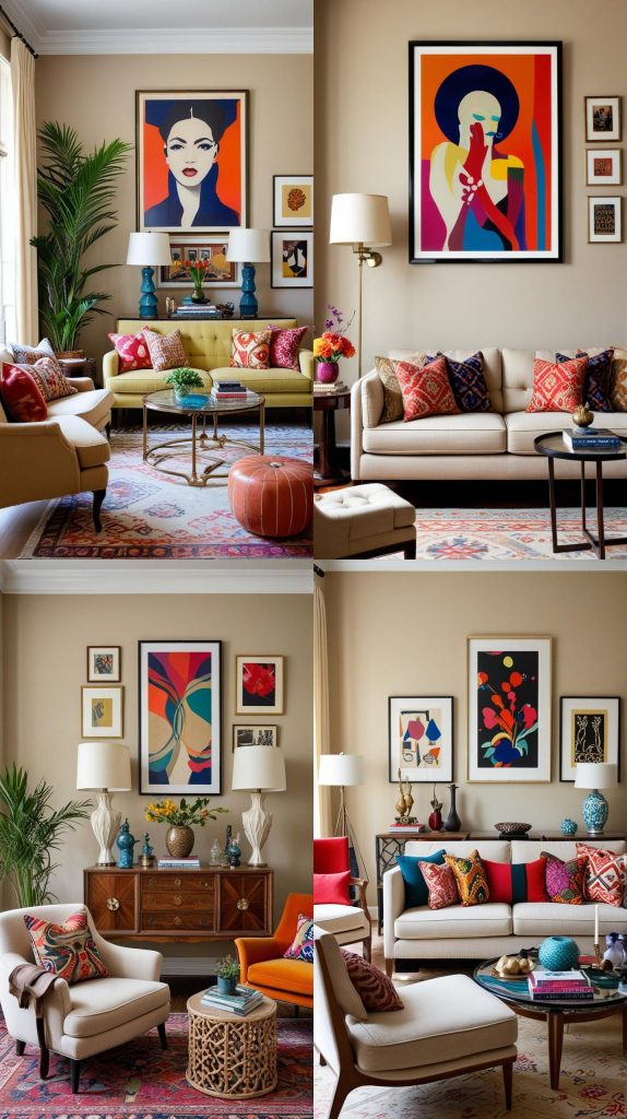 Design 10: Eclectic Mix with Beige-Beige Living Room Design