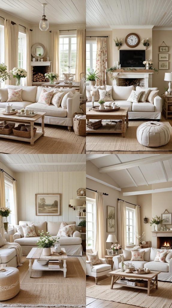 Design 11: Cozy Cottage Beige-Beige Living Room Design