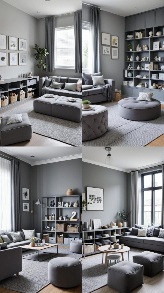 Design 11: Family-Friendly Grey Space-grey Living Room